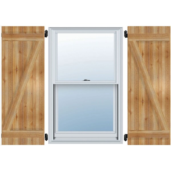 Ekena Millwork Joined Board-n-Batten Shutters w/Z-Bar, Rough Sawn Western Red Cedar, 21 1/2W x 34H, PR RBJ06Z21X034RWR - main